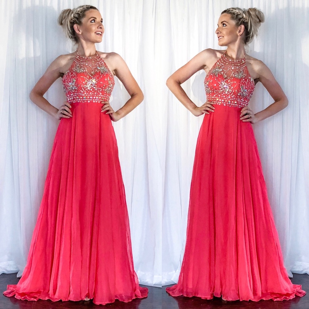 Coral Homecoming Pageant Prom Dress - Picture 6 of 8